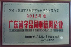 尊龙凯时首页喜获2012年“广东省守合同重信用”企业